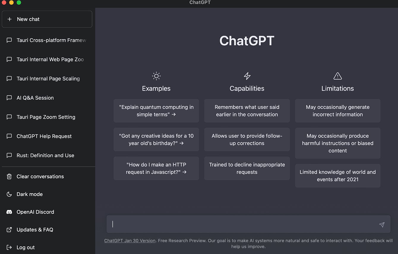 Веб-интерфейс ChatGPT